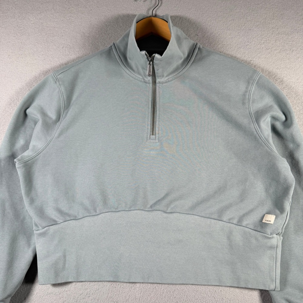 Vuori Restore Half Zip Pullover Cropped Sweatshirt Sage Green Blue Women L